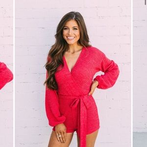 Zara Knit tie red romper